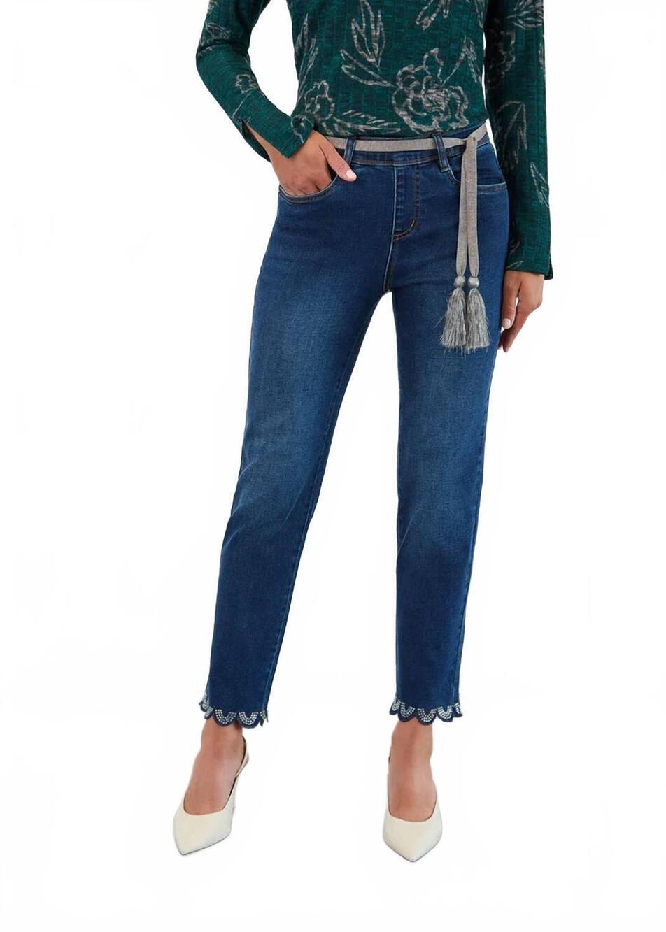 NEW FDJ piera pull-on straight leg denim jeans in dark vintage